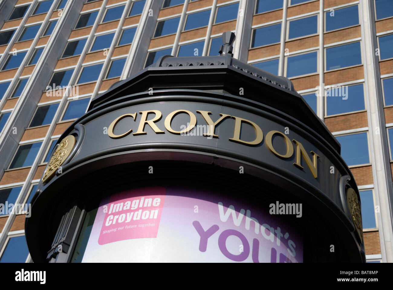 Croydon sign and Nestle building Croydon Surrey England Stock Photo