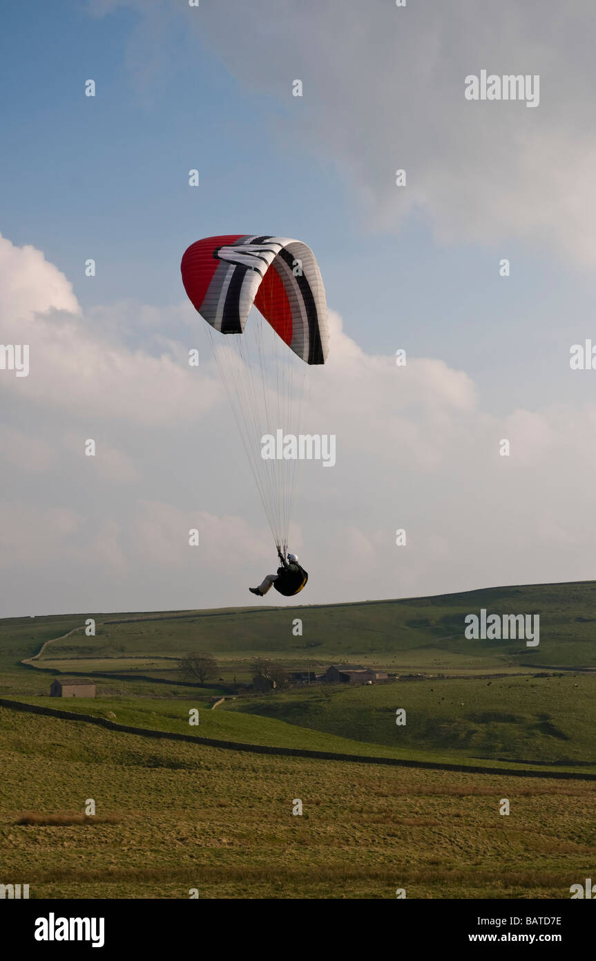 paraglider peak district Stock Photo