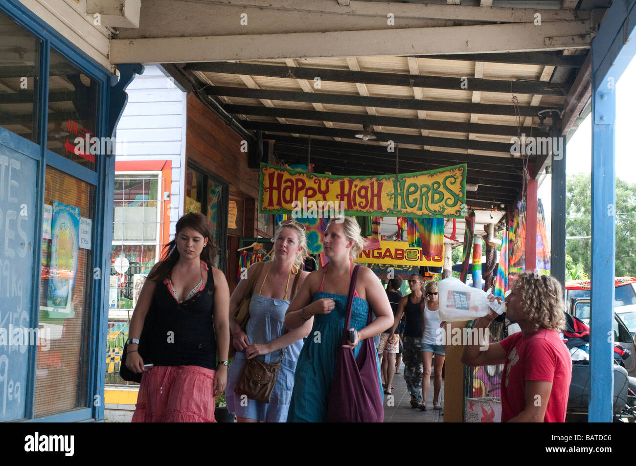 Young people on the Main street Nimbin NSW Australia Stock Photo
