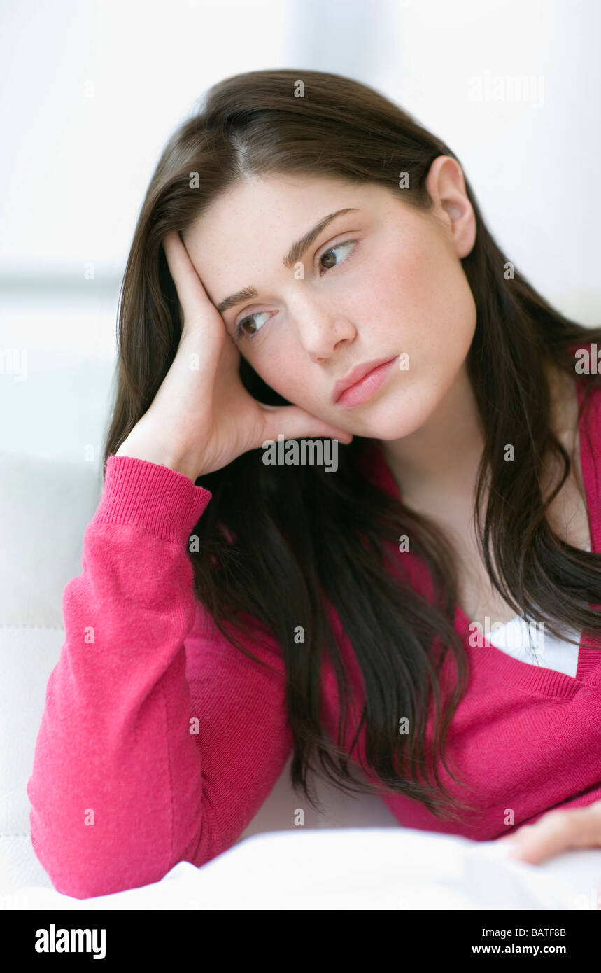 Head in hands woman sad black white hi-res stock photography and images ...