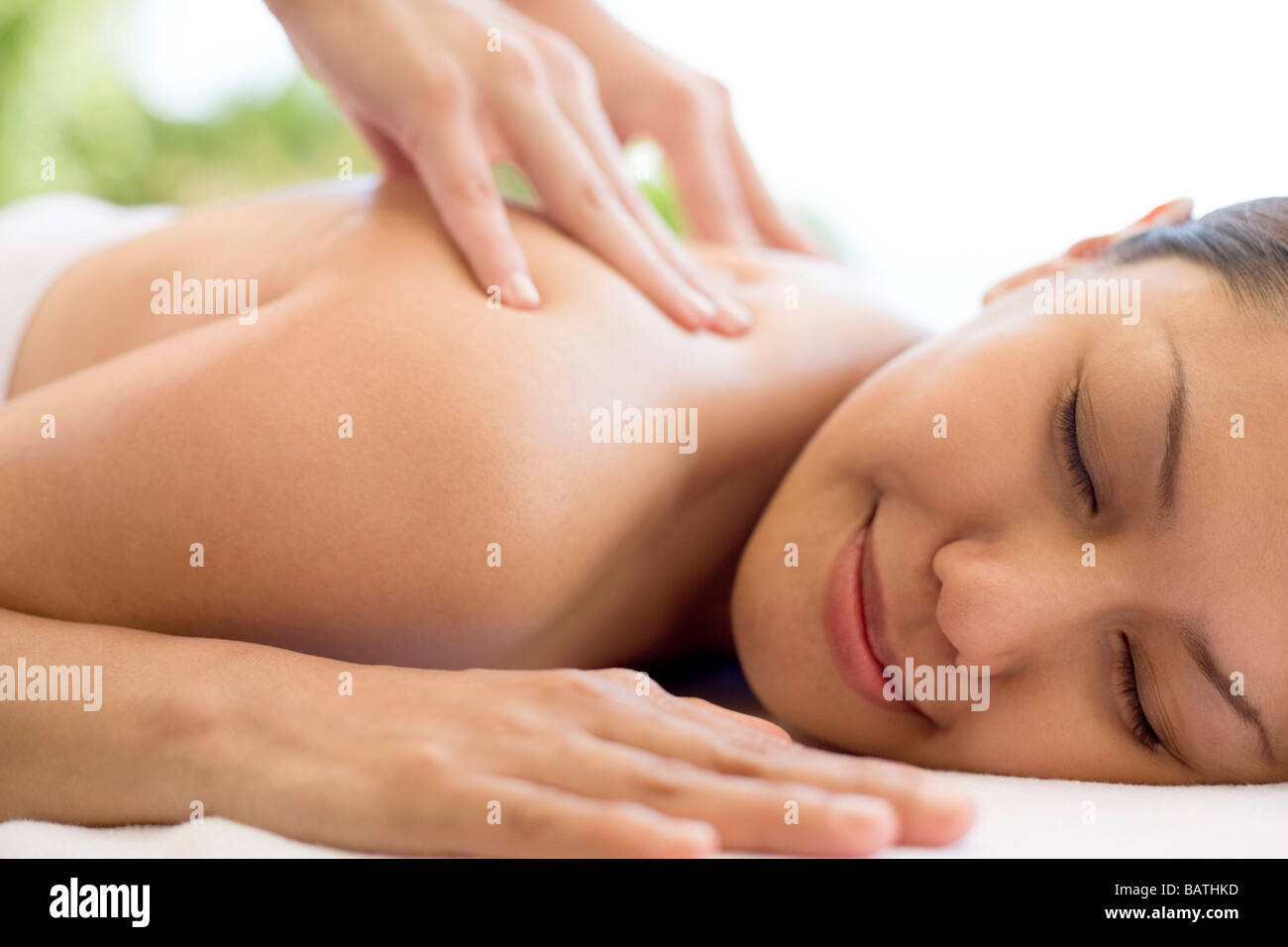 Woman rest hands on shoulder hi-res stock photography and images - Alamy