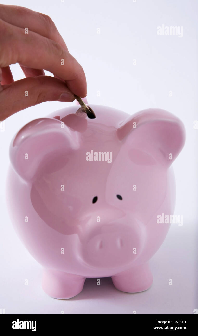 'piggy bank' 'money box' 'saving money' 'credit crunch' Stock Photo