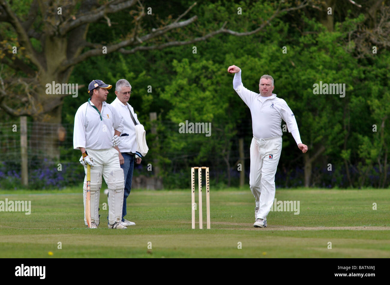 Village cricket at Cookhill, Worcestershire, England, UK Stock Photo