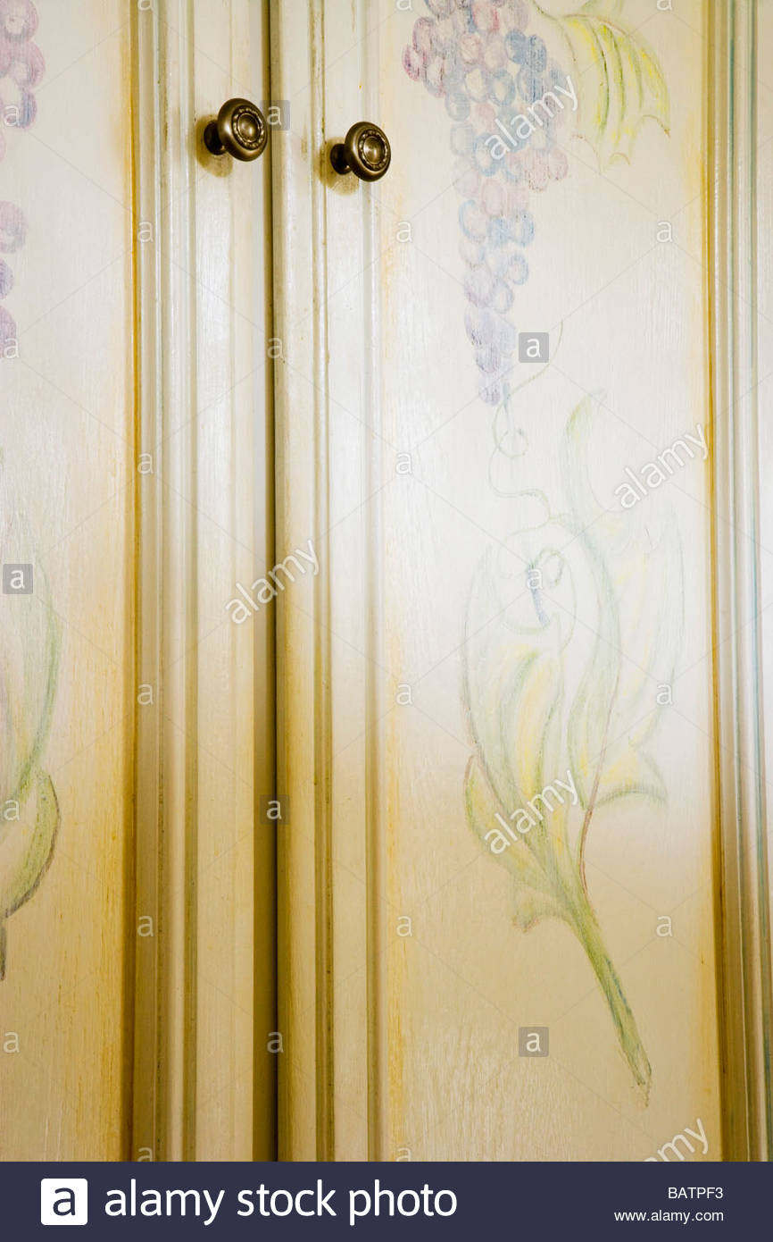 Kitchen Cabinet Stencilied With Grapes Stock Photo 23901447 Alamy