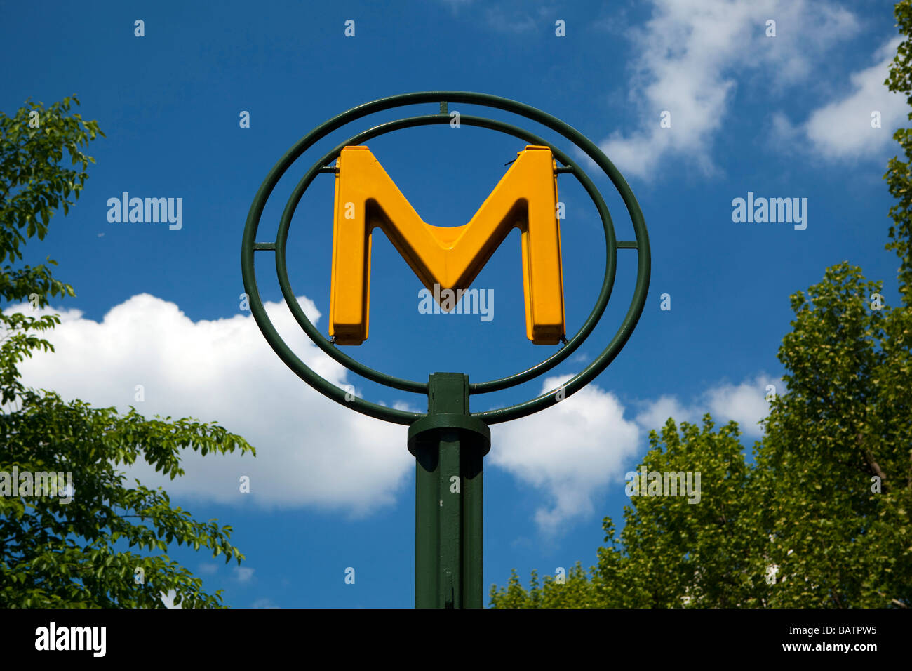 Modern Metro sign in Paris, France Stock Photo