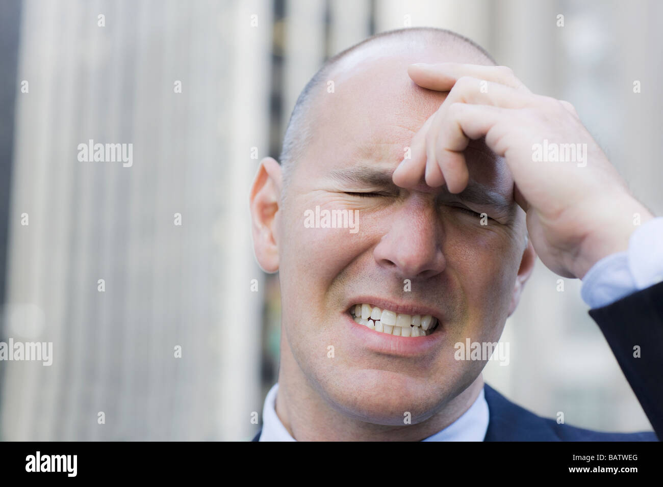 USA, California, San Francisco, Frustrated businessman, outdoors Stock Photo