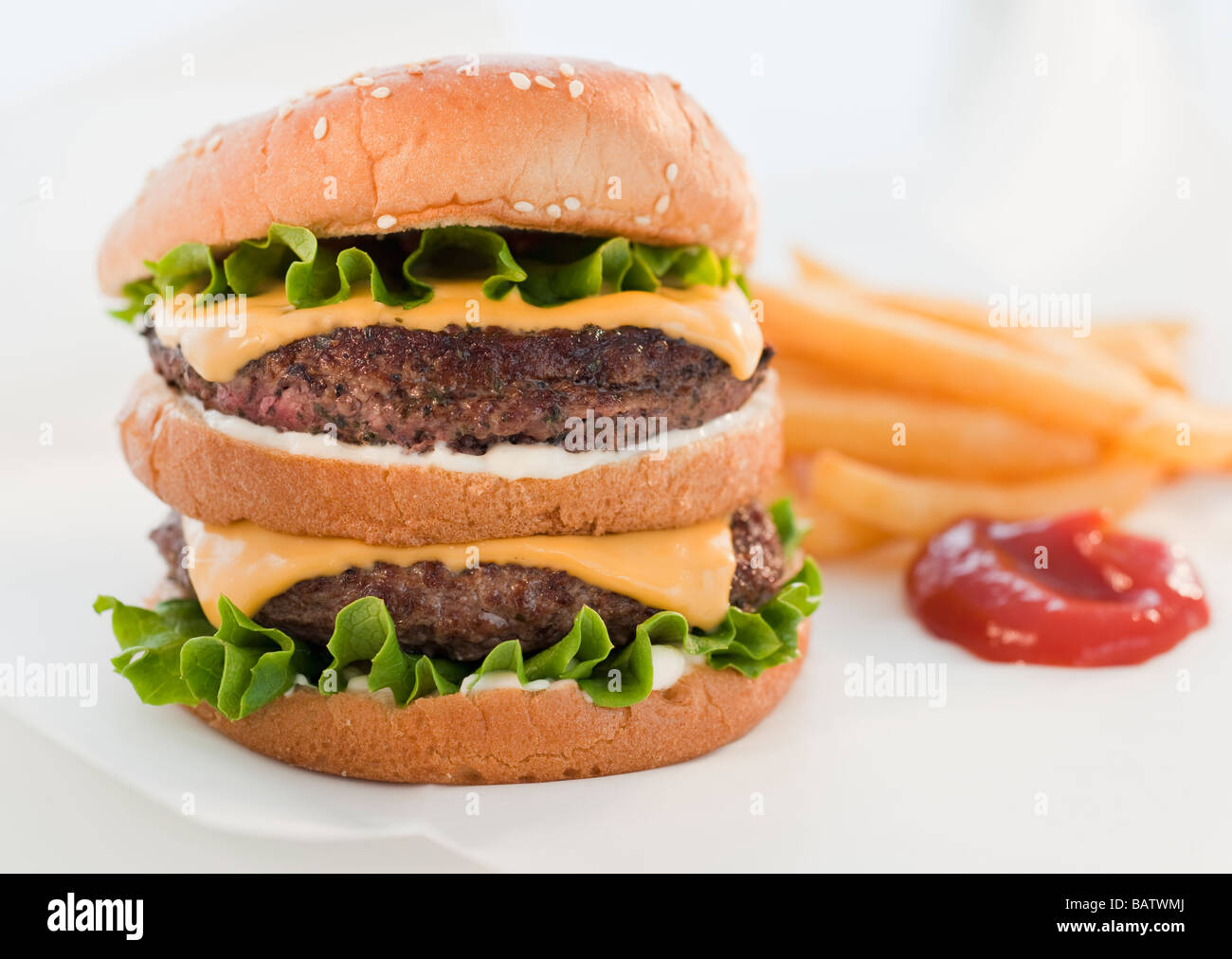 Studio shot of hamburger Stock Photo