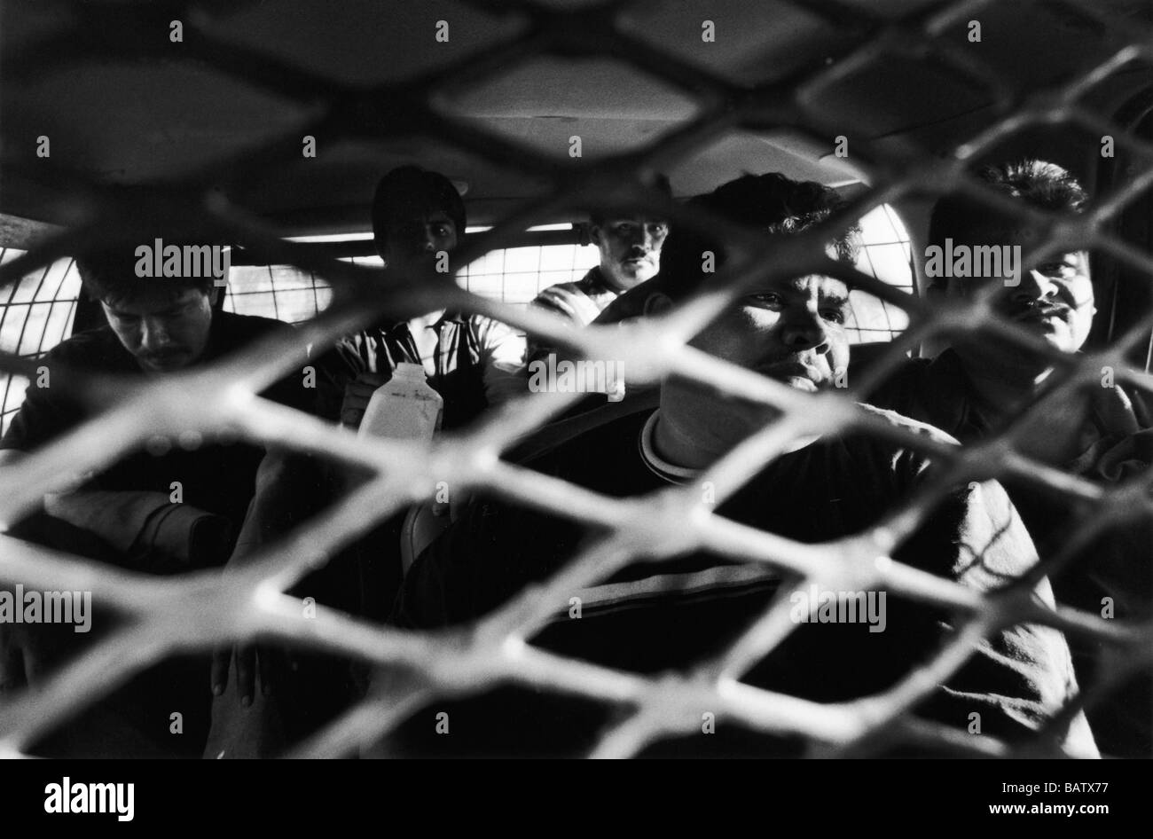 US Mexico border Calexico USA .Illegal immigrants, just captured, in