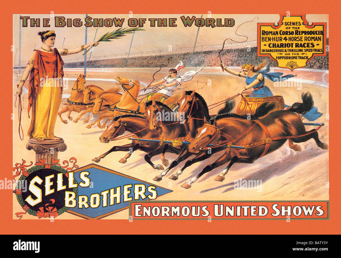 Ben Hur Chariot Races: Sells Brothers' Enormous United Shows Stock Photo