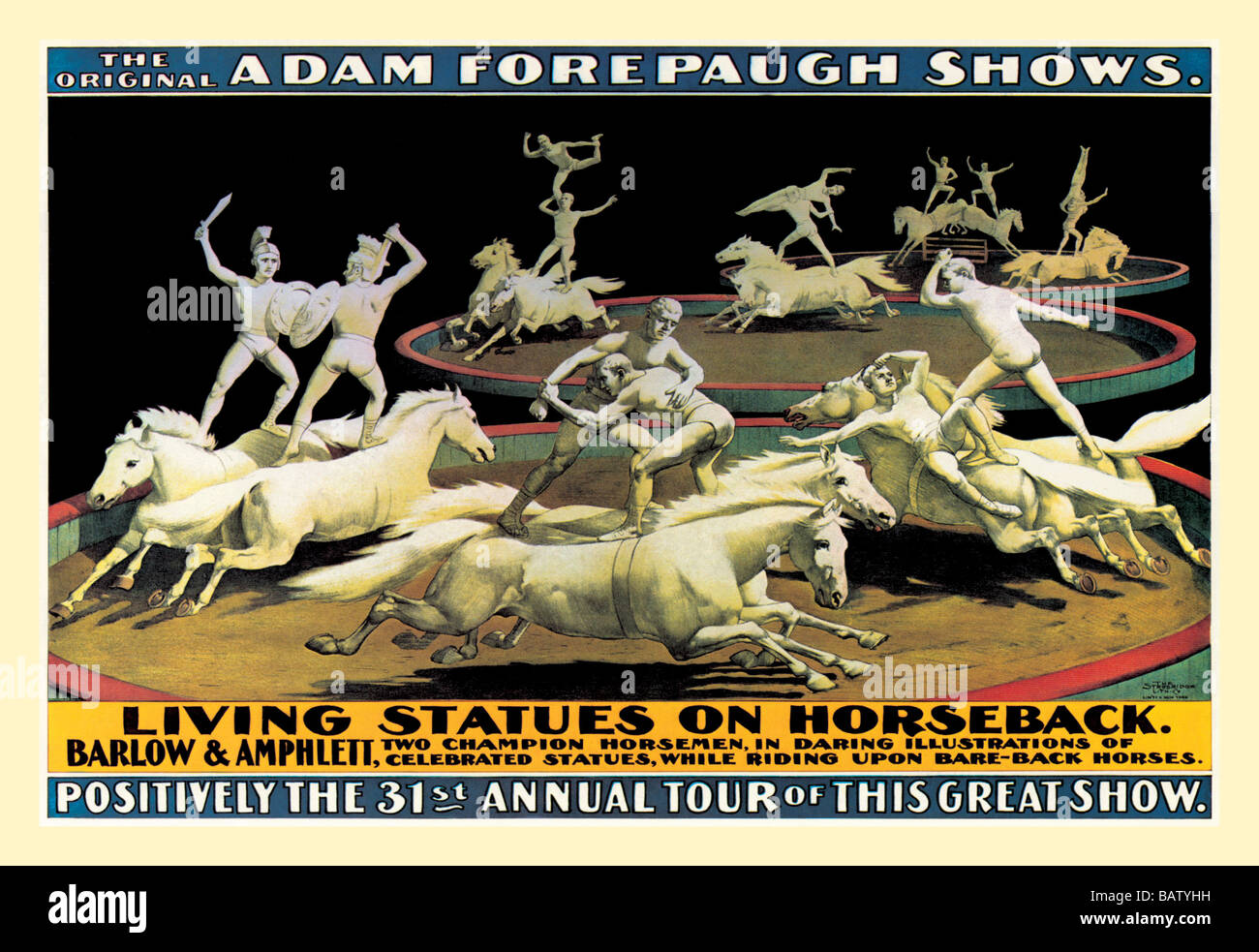 Living Statues on Horseback: The Original Adam Forepaugh Shows Stock Photo