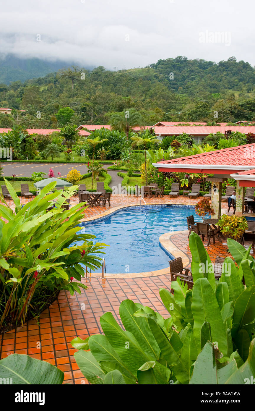 The pool area of the Volcano Lodge near Arenal National Park in Costa