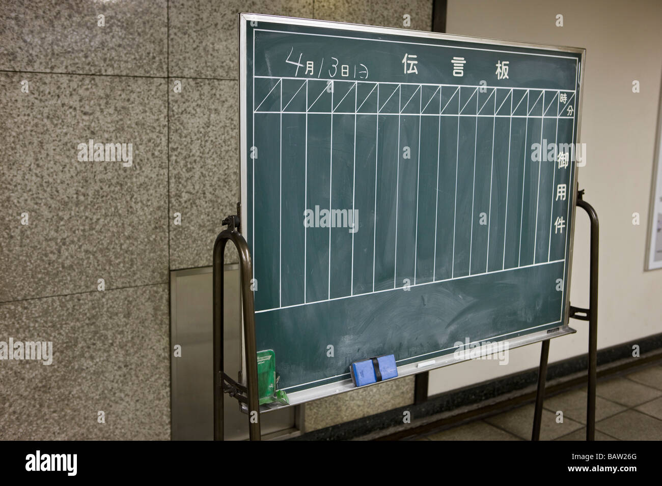 Green Asian blackboard information board Stock Photo