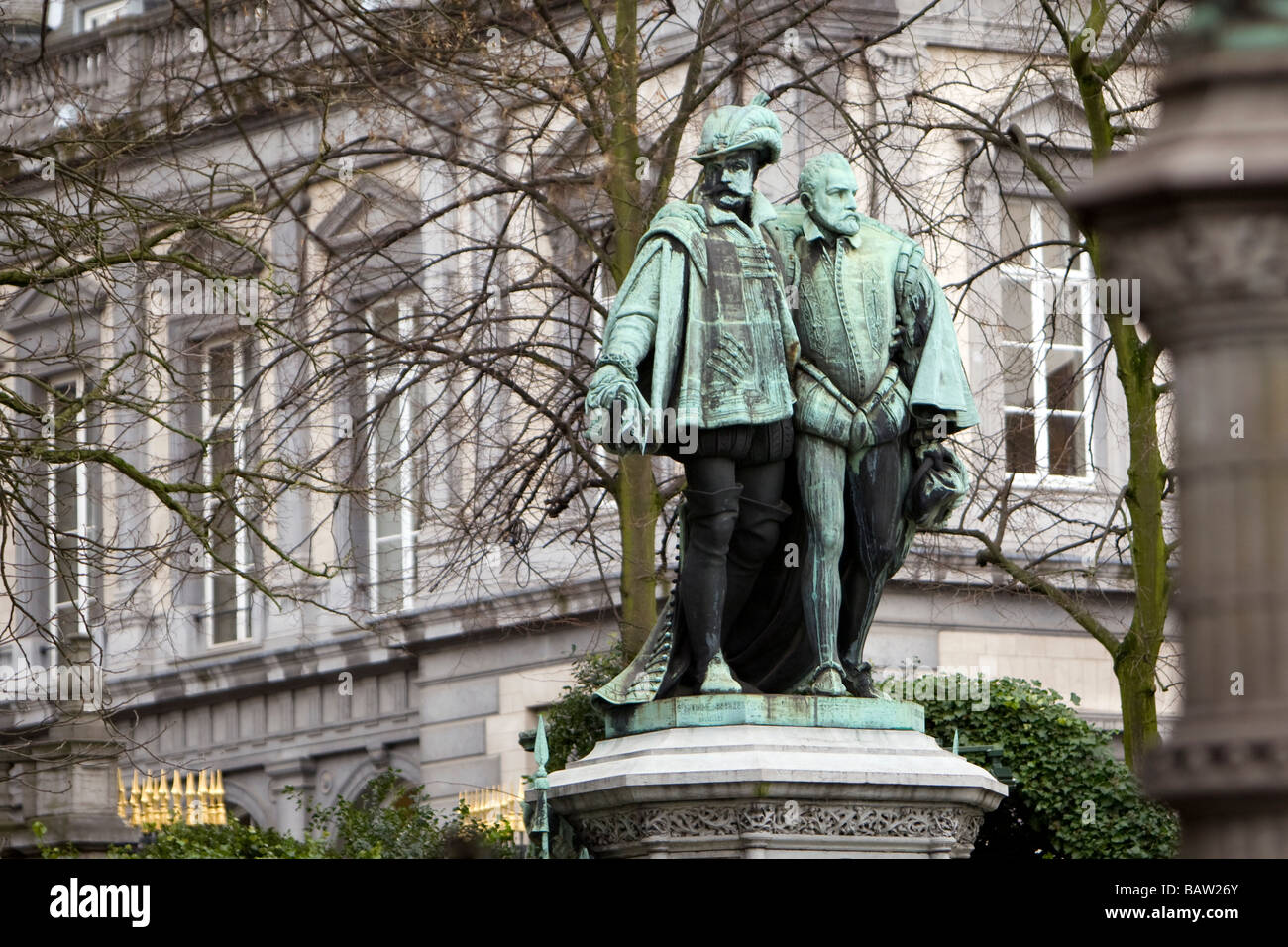 A large bronze statue of Flemish patriots Count Egmont and Count Hoorn
