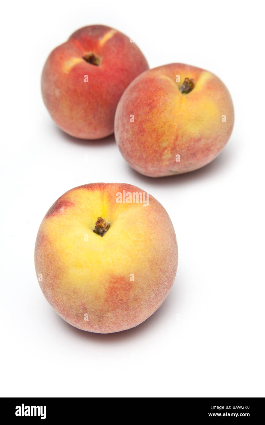 Peaches isolated on a white studio background Stock Photo