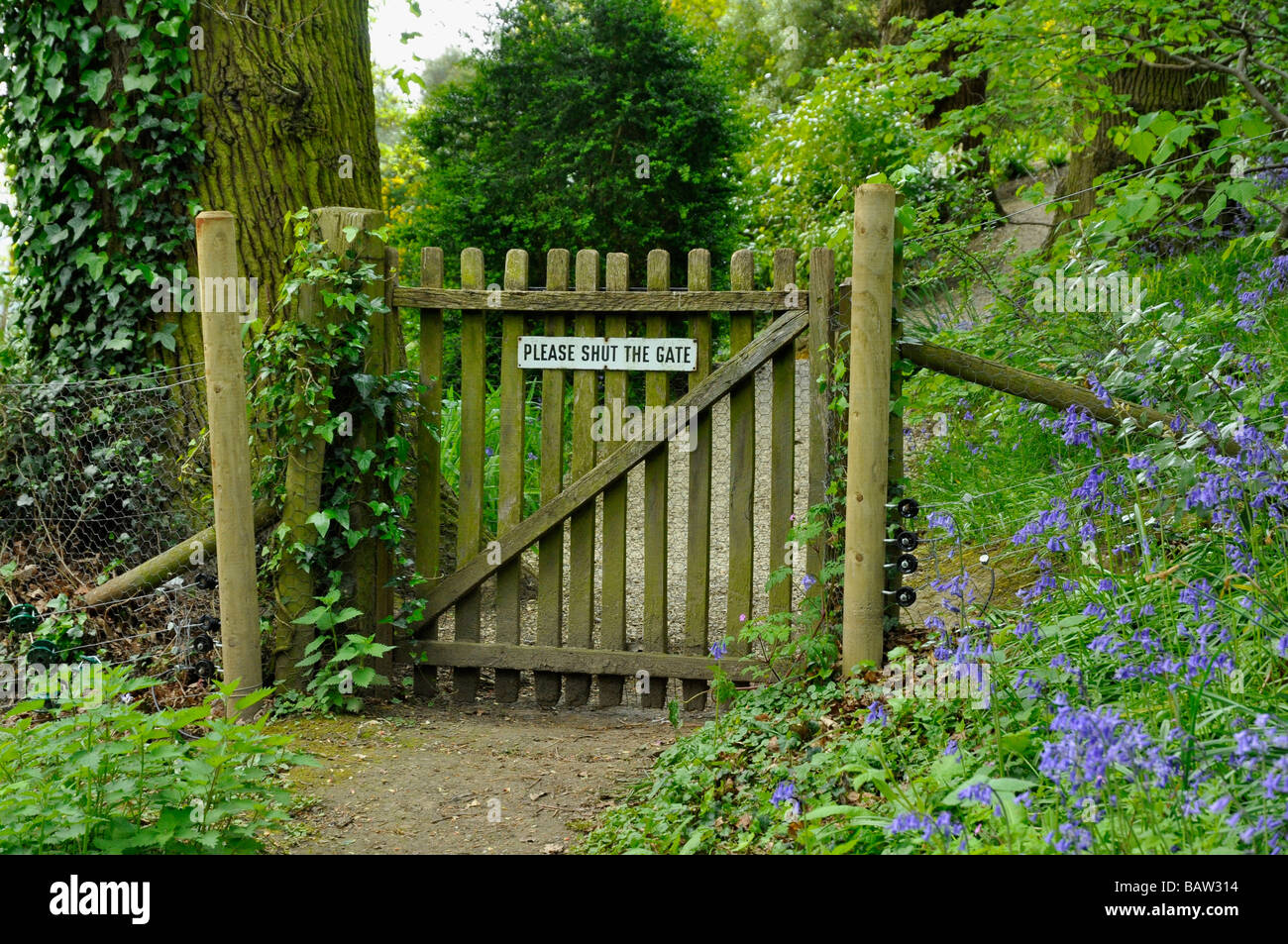 Garden Gate - 'Please Shut the Gate' Stock Photo