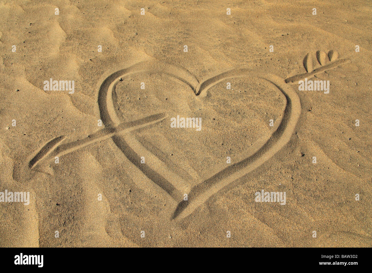 Heart drawn in the sand at the beach Canarian Islands Spain Europe Stock Photo