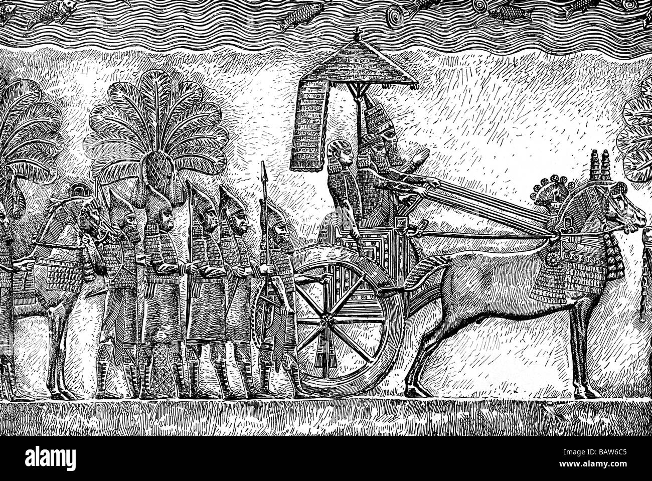 Sennacherib in War Chariot Stock Photo