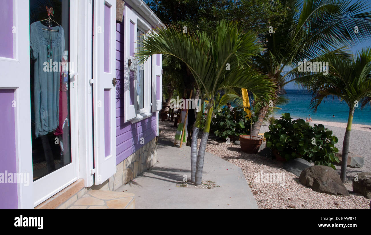 Lilac pastel boutique Shell Beach Gustavia St Barts Stock Photo