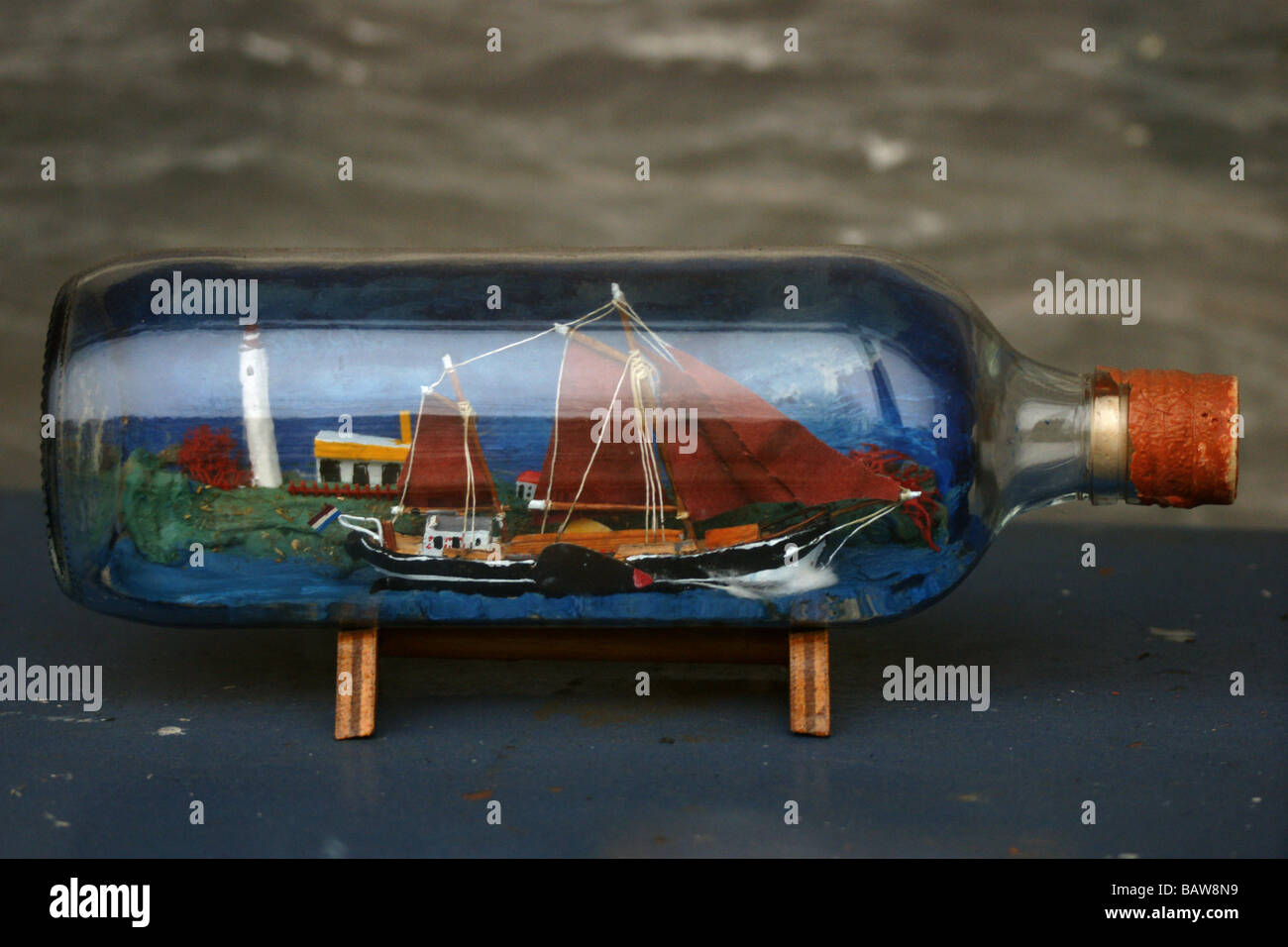 Ship model in a bottle Stock Photo Alamy