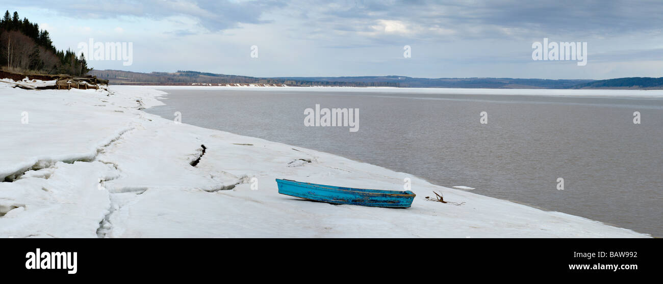 Early Spring in the northern river Stock Photo