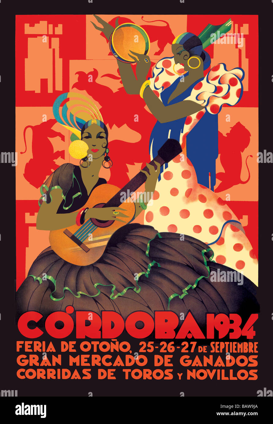 Poster Haute Qualité Feria De Cordoue 1955 - Reproduction Affiche Vintage 50x70 Cm