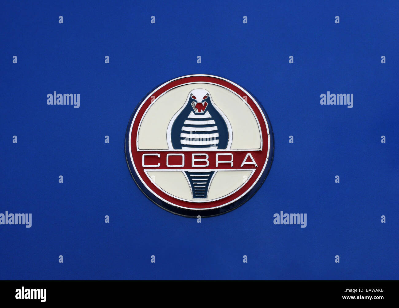 AC Cobra badge logo on blue bodywork Stock Photo