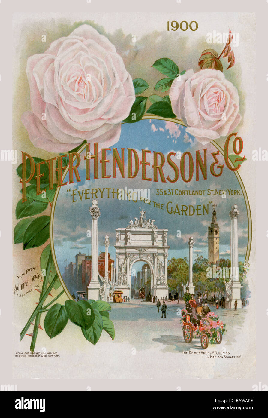 1902 Peter Henderson Garden Catalog Cover ROSES Victorian Girl Antique ART PRINT 