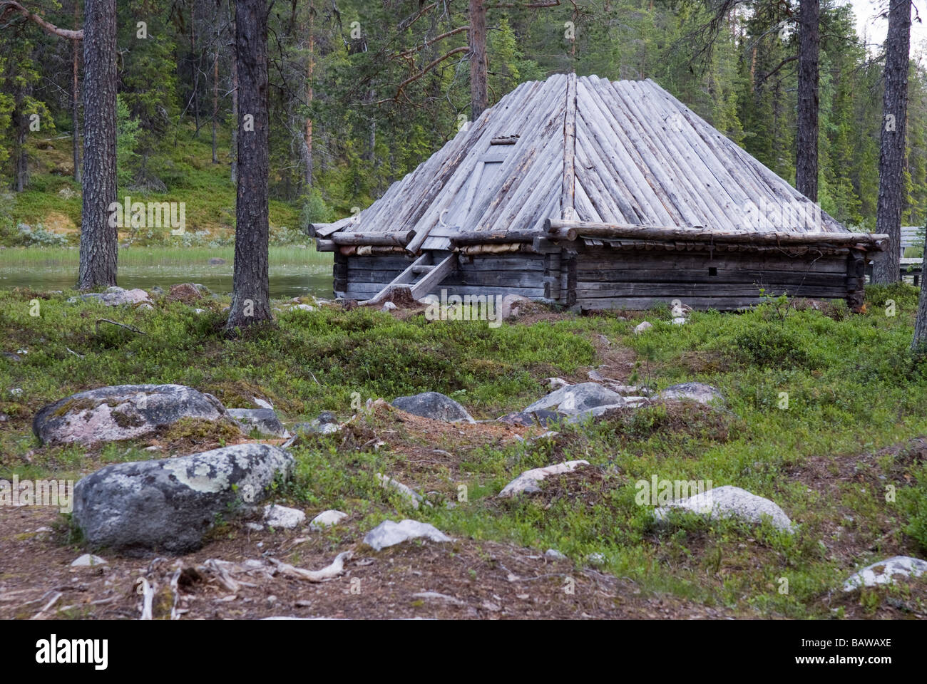 Gåhtie (traditional Sami house) in Båtsuoj Samecenter, Gasa, Sweden, Scandinavia, Europe Stock Photo