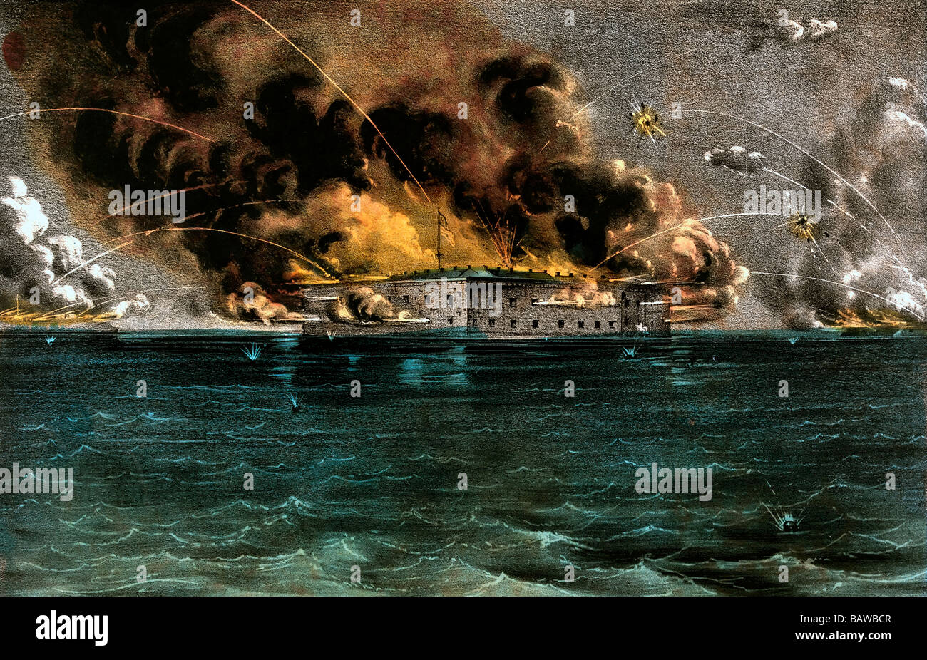 Bombardment of Fort Sumter, Charleston Harbor: 12th & 13th of April, 1861 Stock Photo