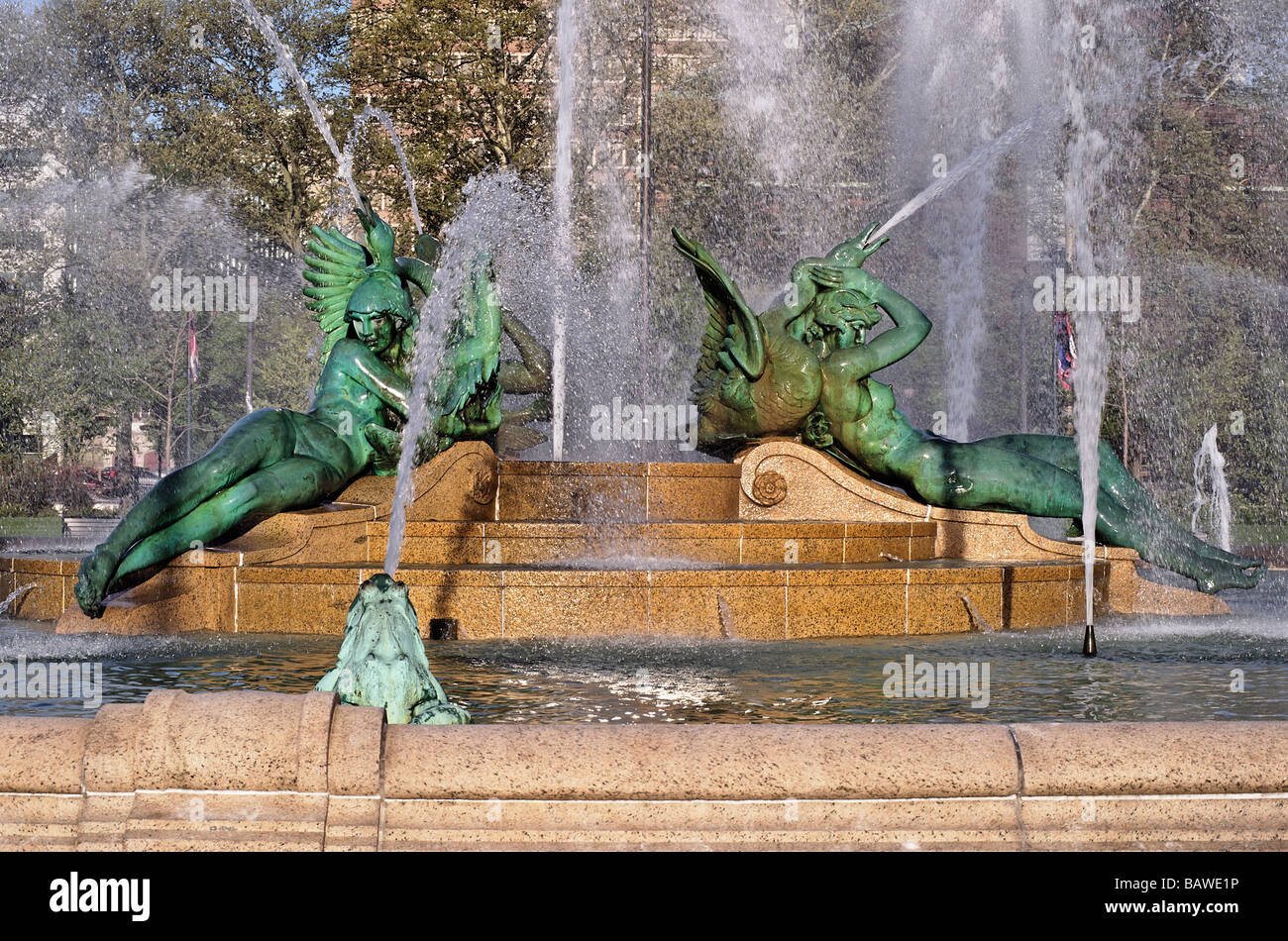 Swann Fountain in Logans Circle Philadelphia Pennsylvania Stock Photo