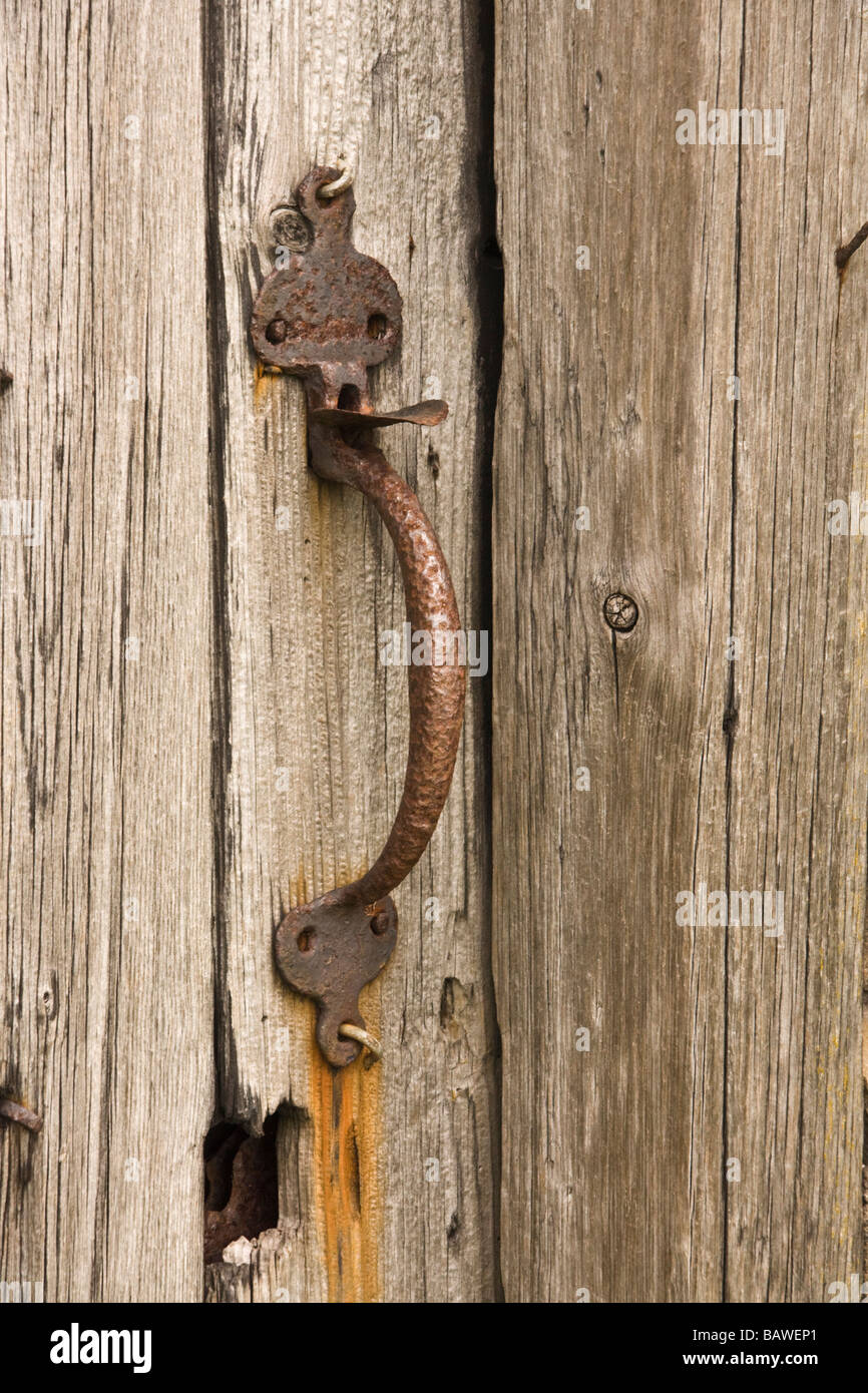 Old door latch and chain Stock Photo