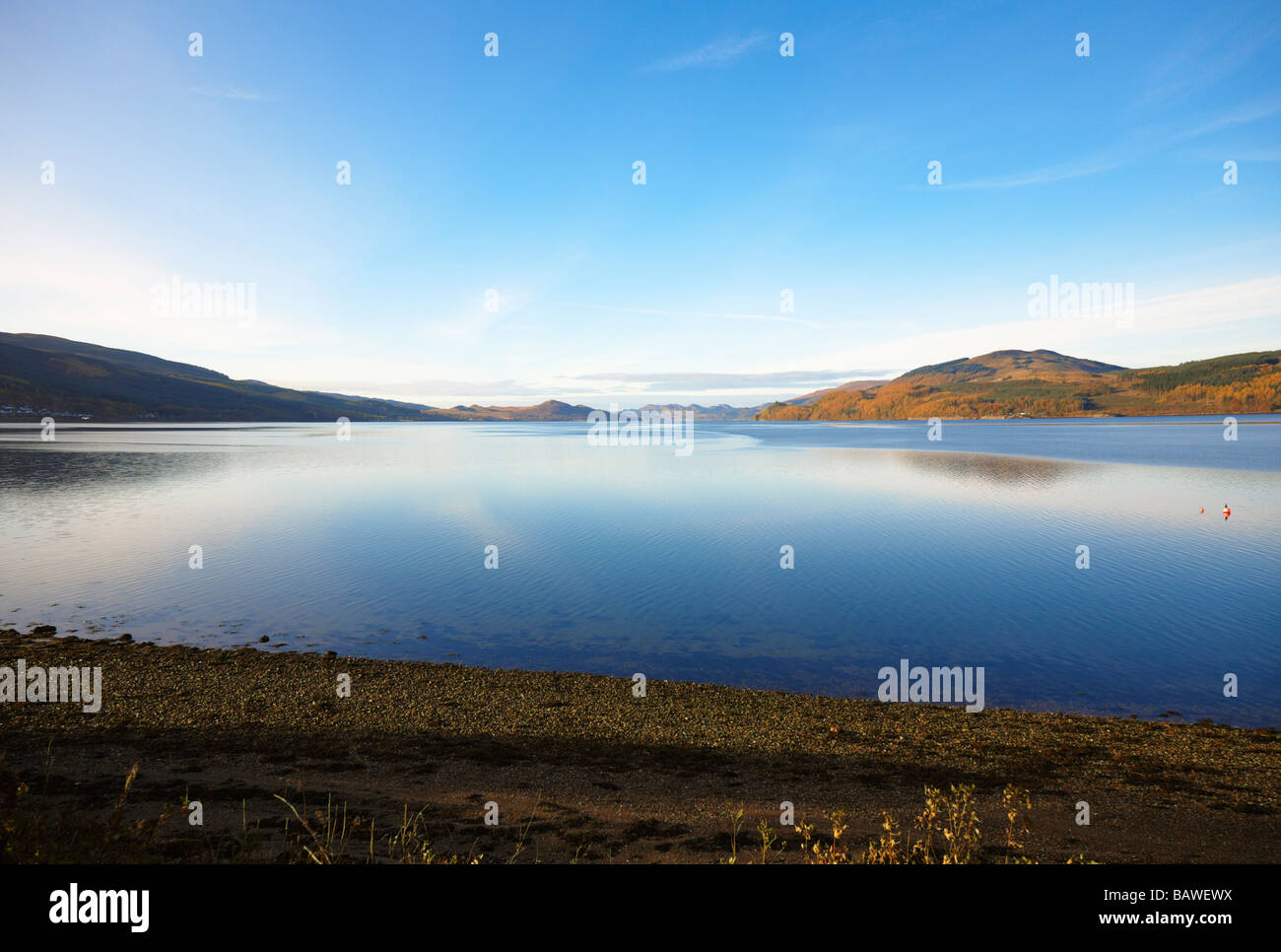 Southwest across Loch Fyne from A815 between Creggans Inn and Strachur. Argyll, Scotland Stock Photo