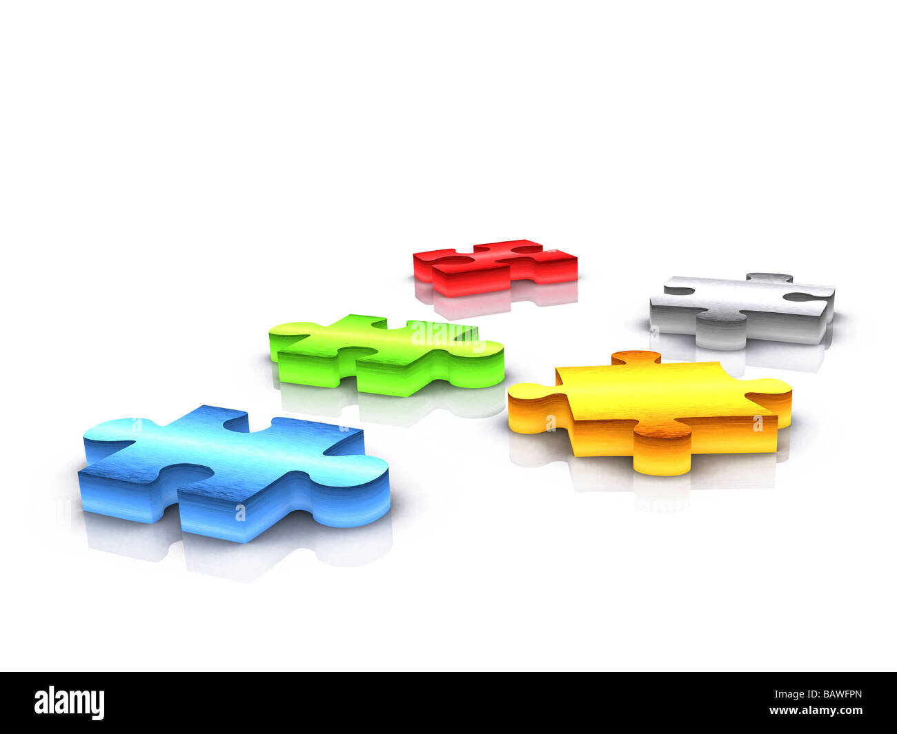 colour puzzle pieces - 3d render Stock Photo - Alamy