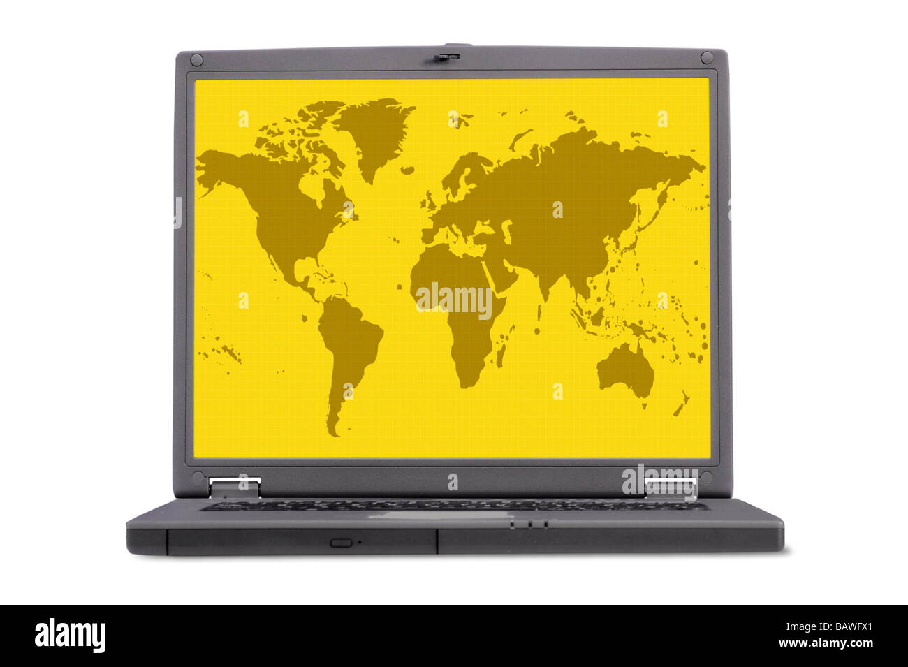 computer laptop screen yellow world Stock Photo Alamy