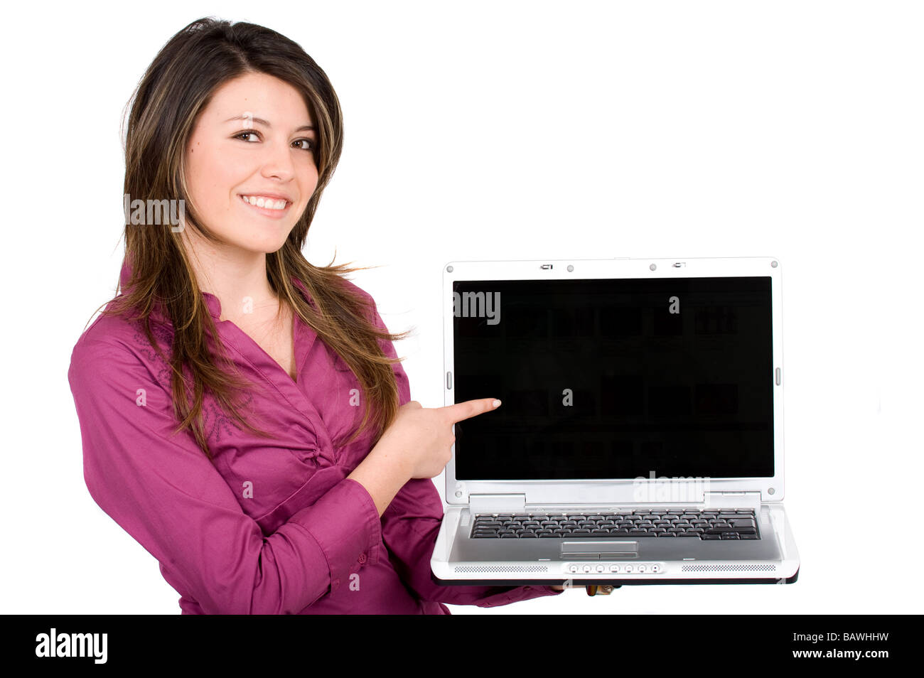 happy girl with a laptop Stock Photo - Alamy