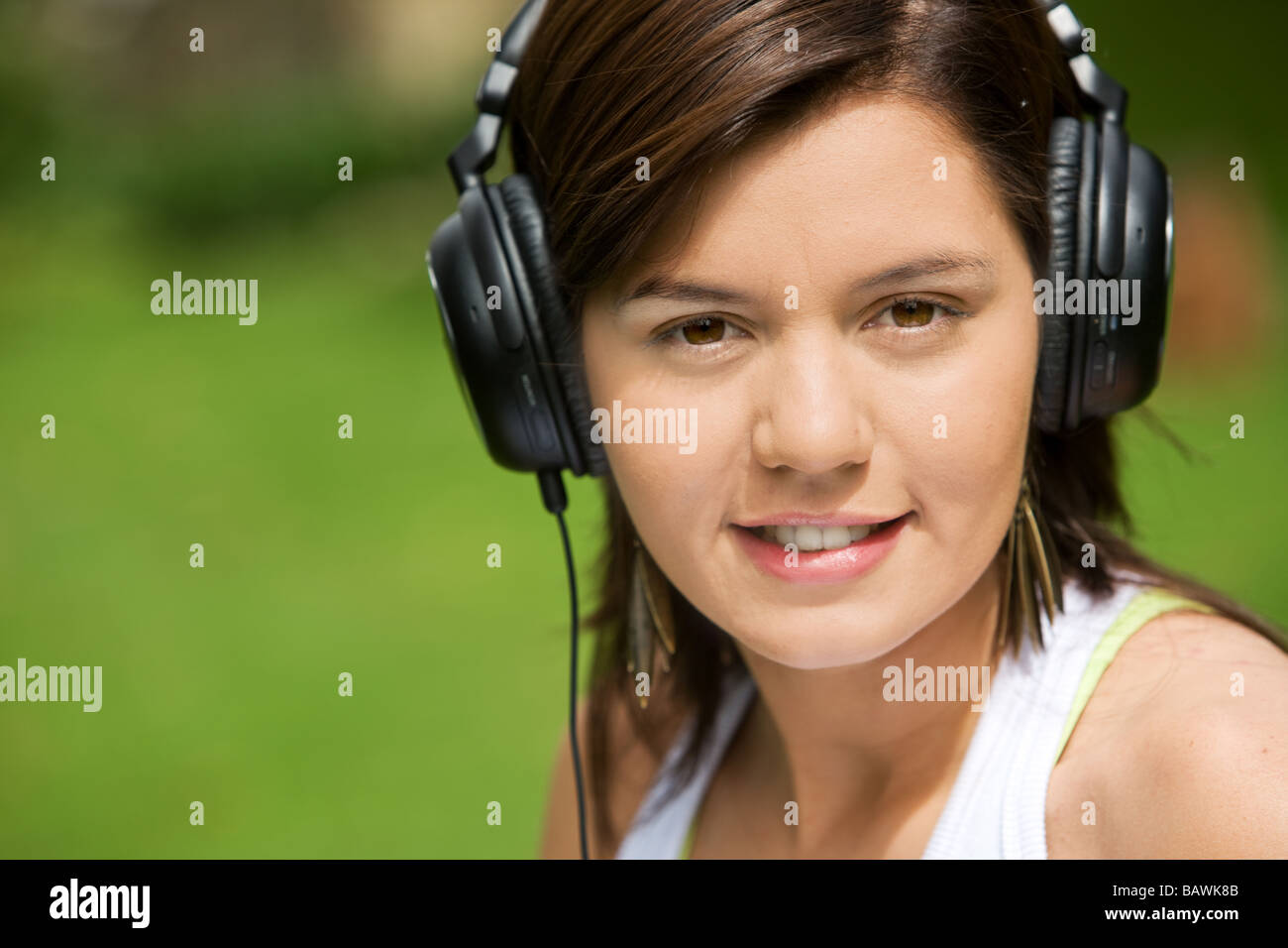 girl listening to music Stock Photo