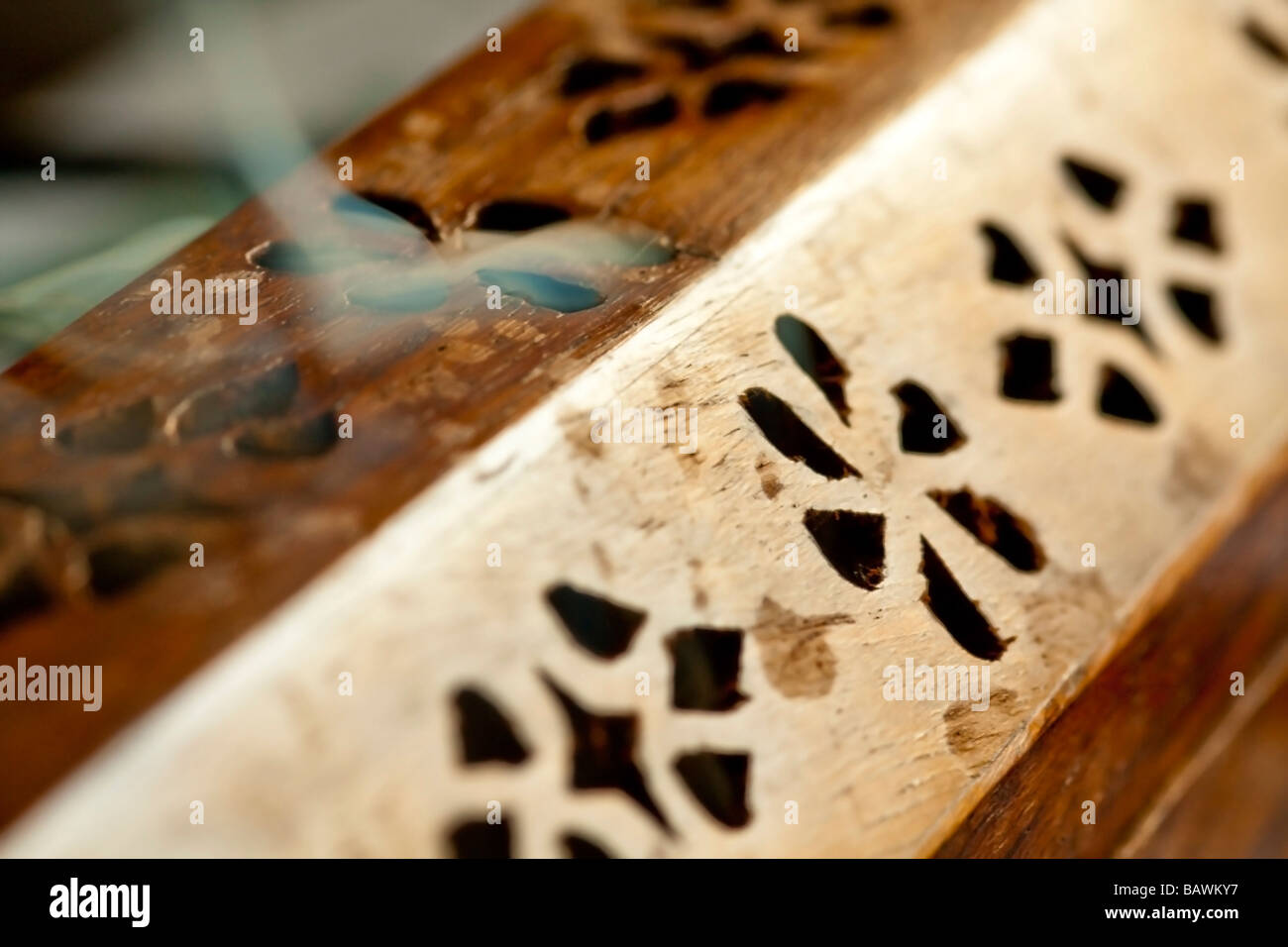 Incense Smoke from a wooden burner Stock Photo Alamy