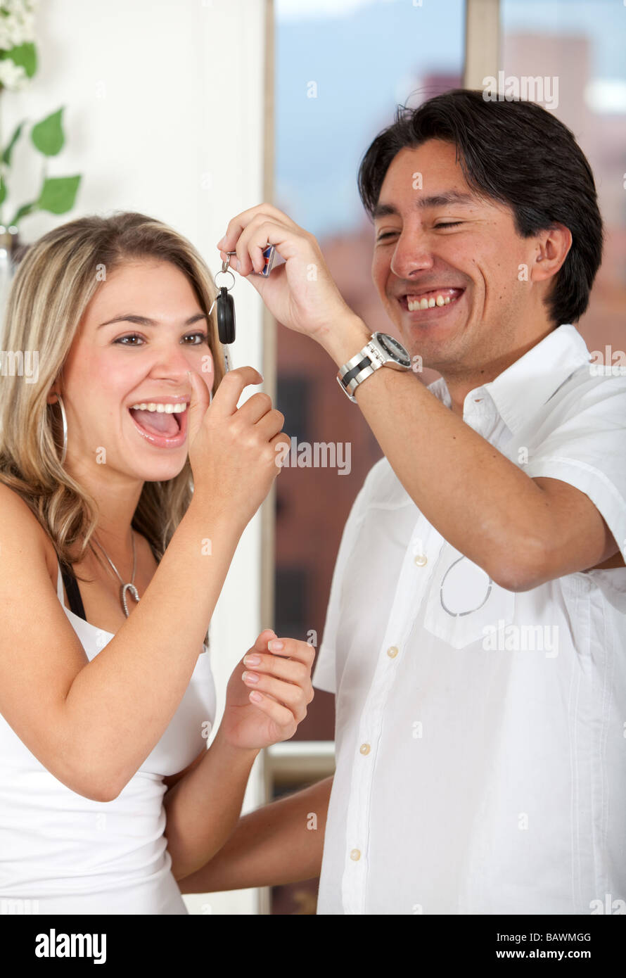 Woman Getting A New Car Stock Photo Alamy