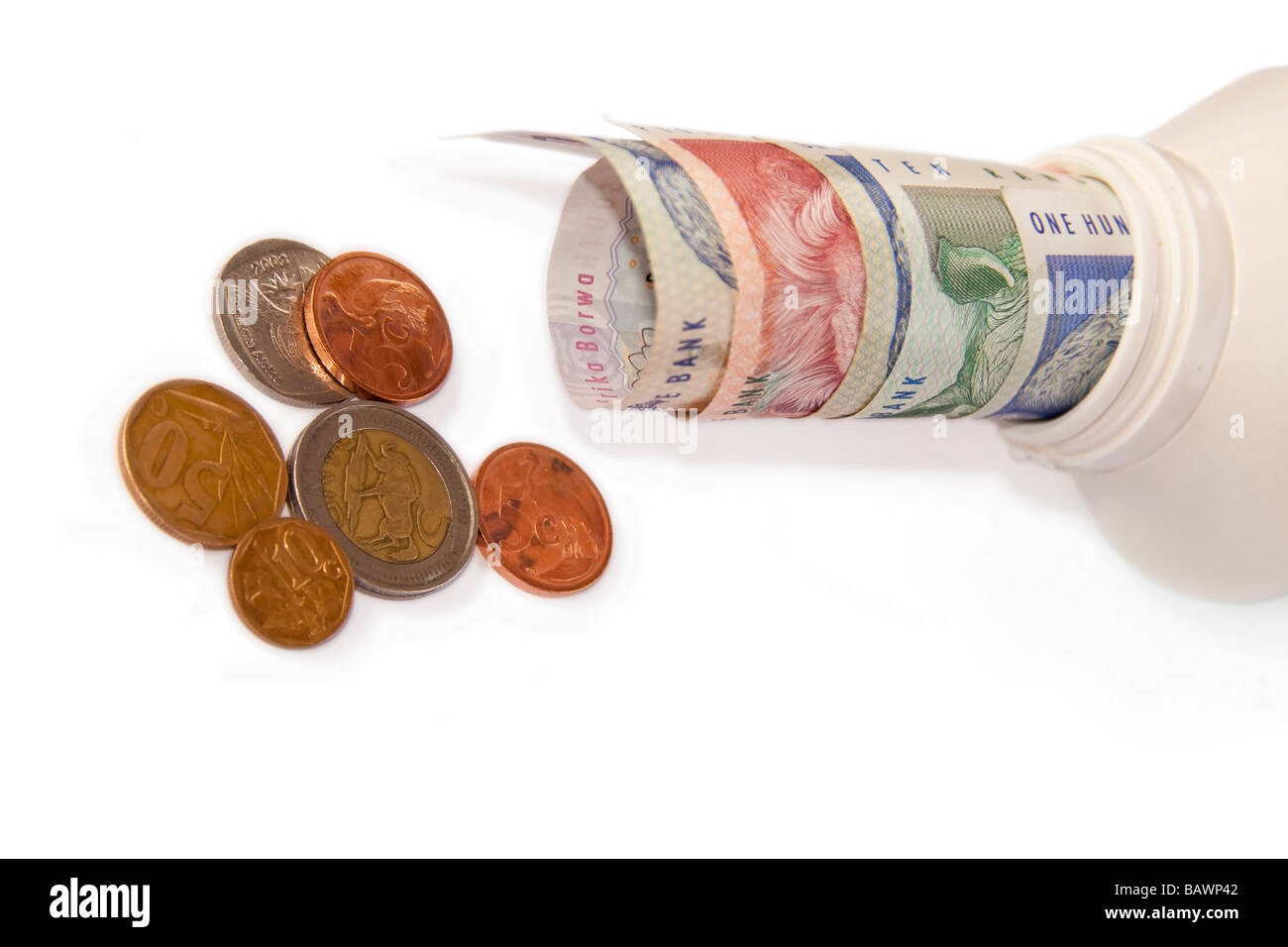 South African Money isolated on a white background Stock Photo