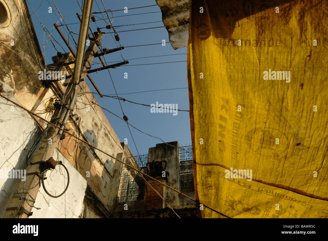 India, Karnataka, Mysore. Typical indian style electrical wiring and