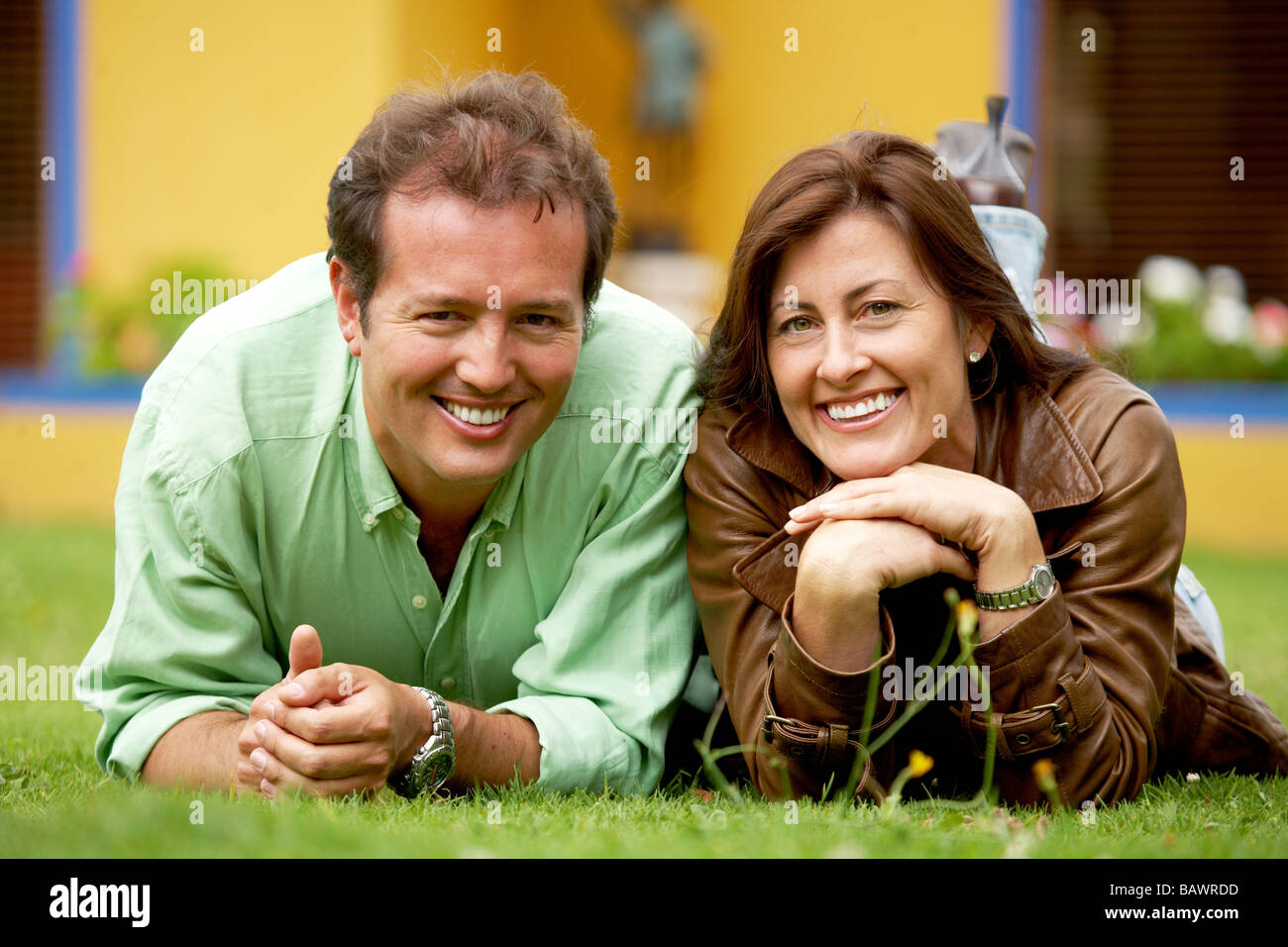 happy couple smiling outdoors Stock Photo - Alamy
