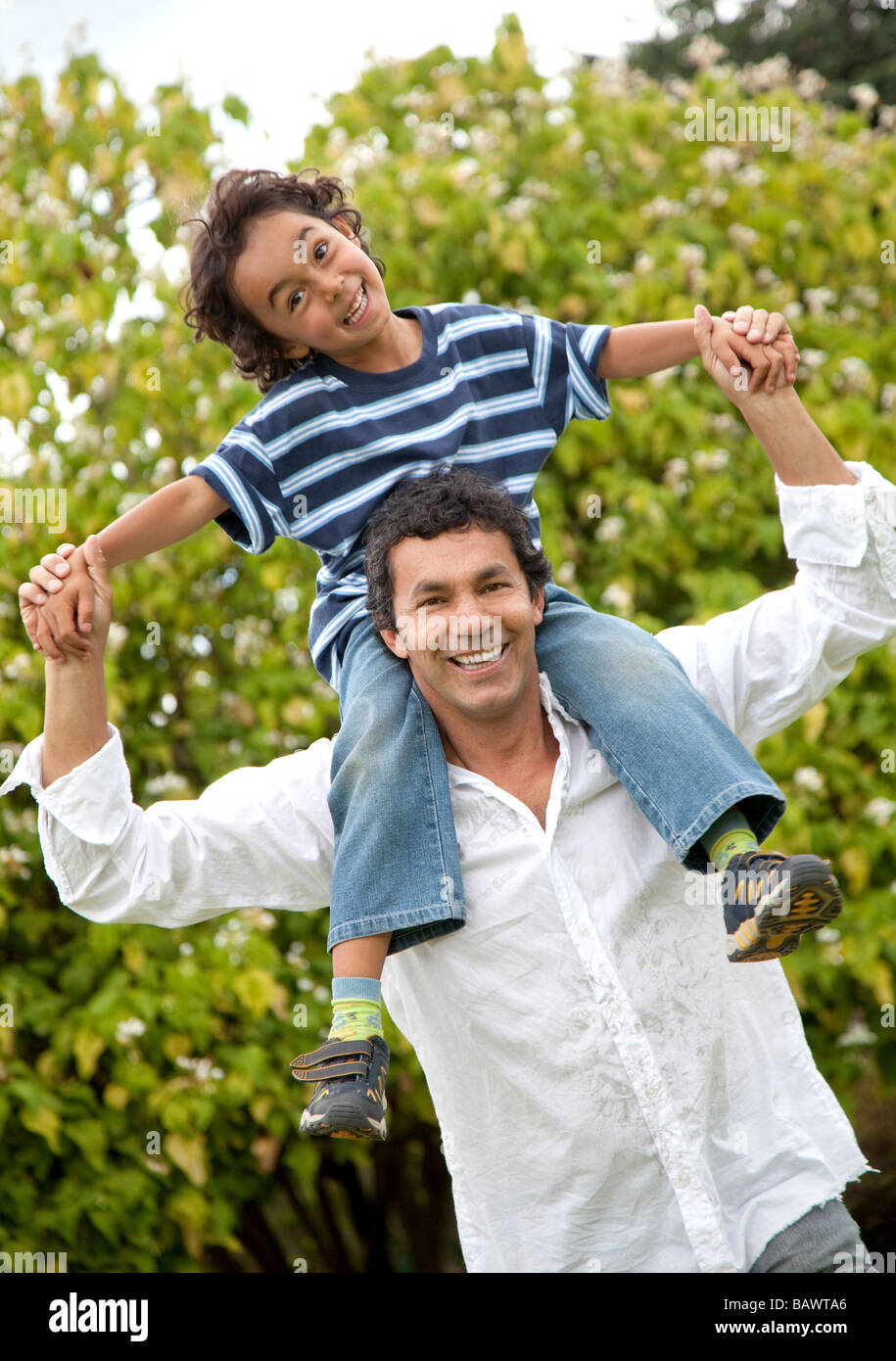 father and son having fun Stock Photo