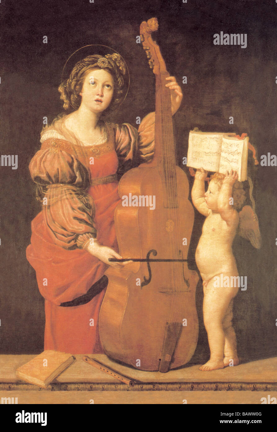 Saint Cecilia Playing the Violin Stock Photo