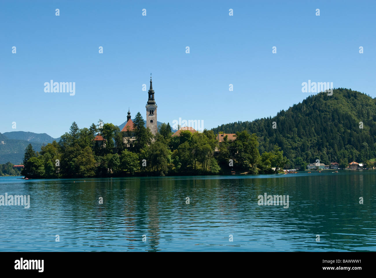 Church of the Assumption on Bled Island Stock Photo