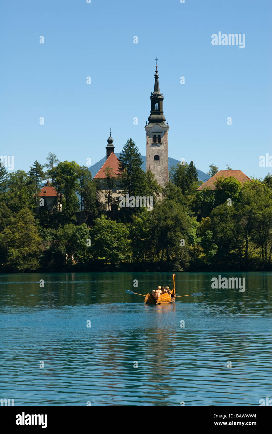 Church of the Assumption on Bled Island Stock Photo