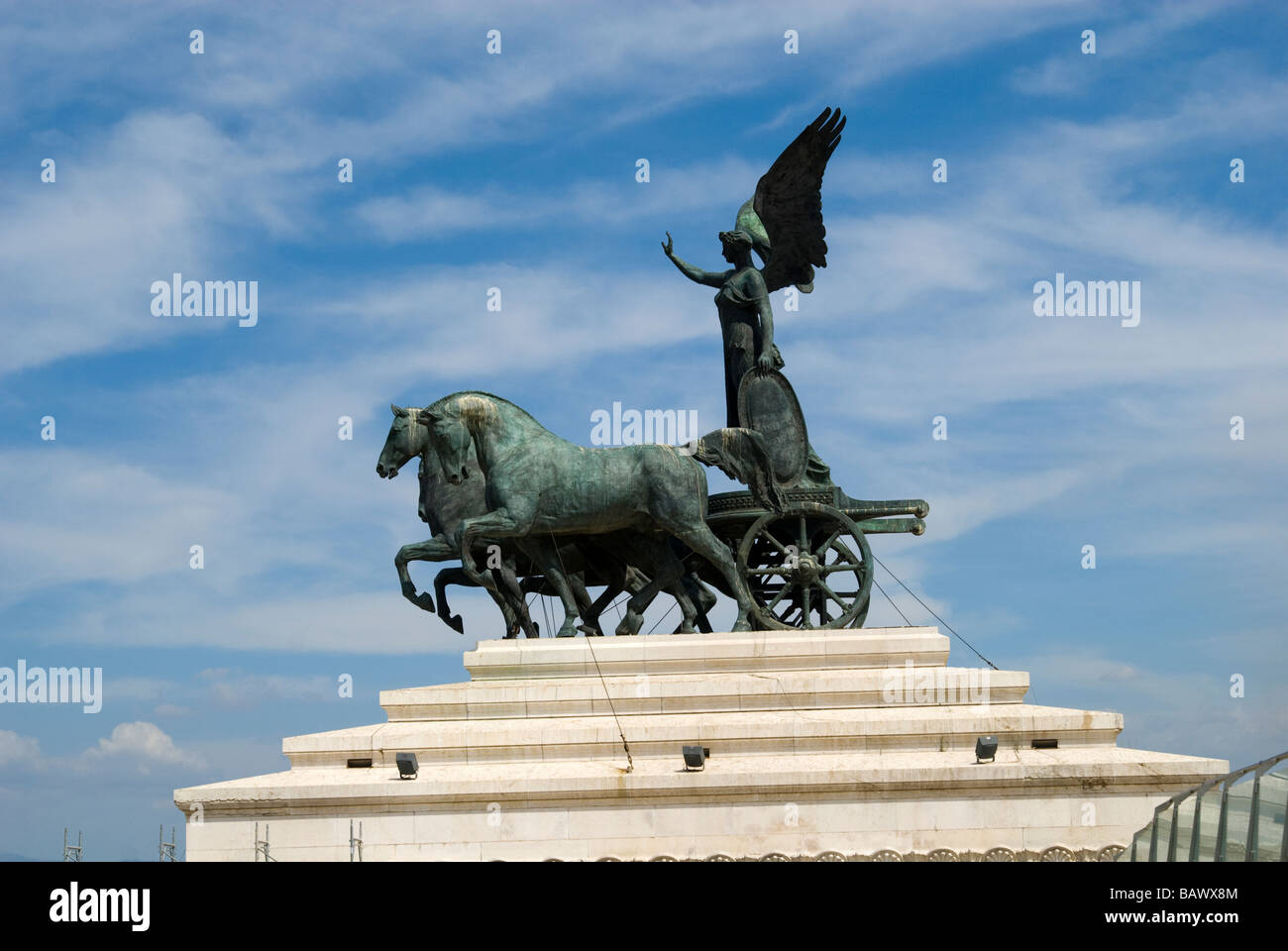 Detail of Vittorio Emanuele II Monument The goddess Victory riding on a ...