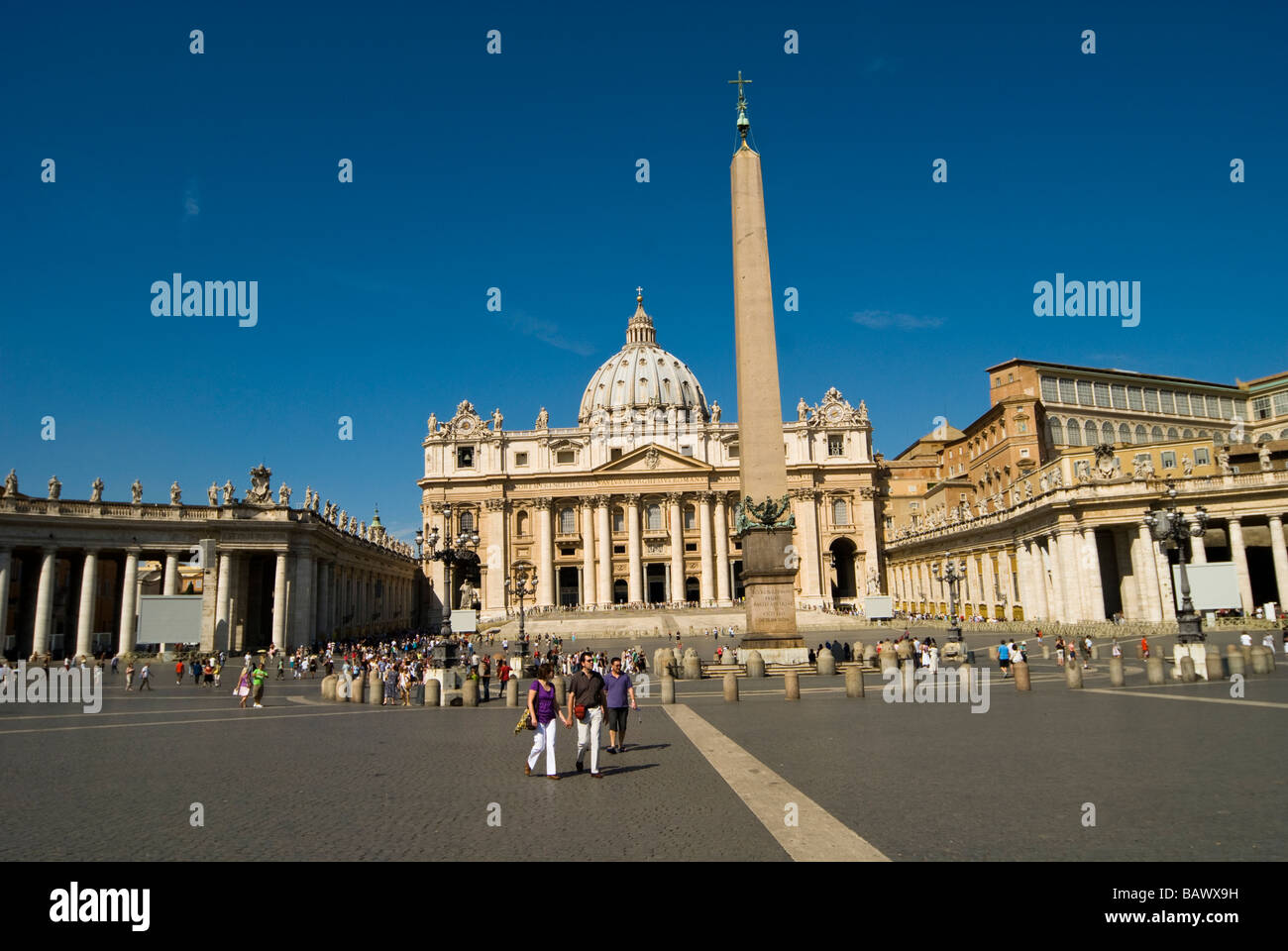 St. Peter's Square and Basilica Stock Photo