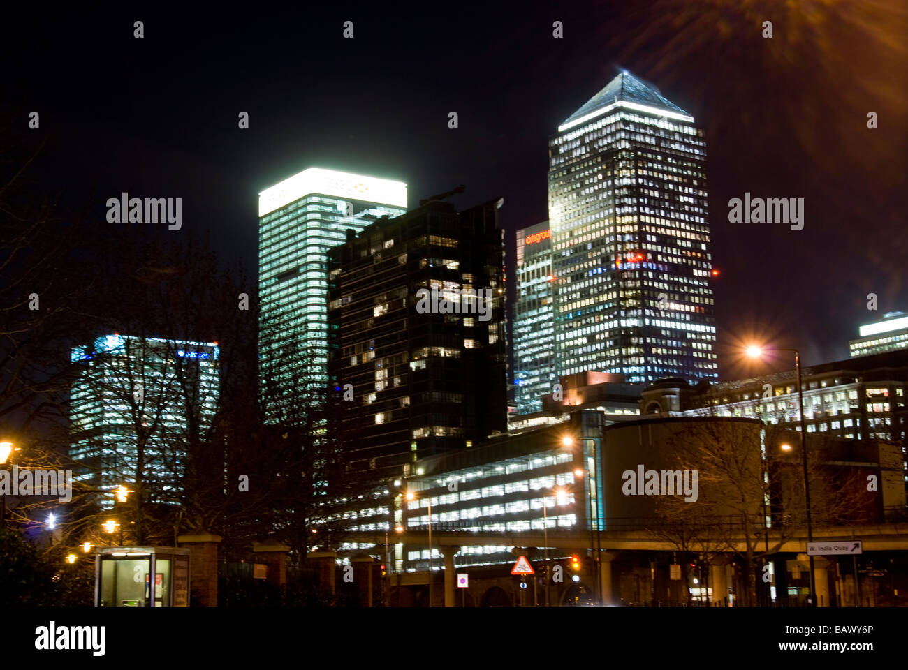 Canary Wharf at Night Stock Photo - Alamy