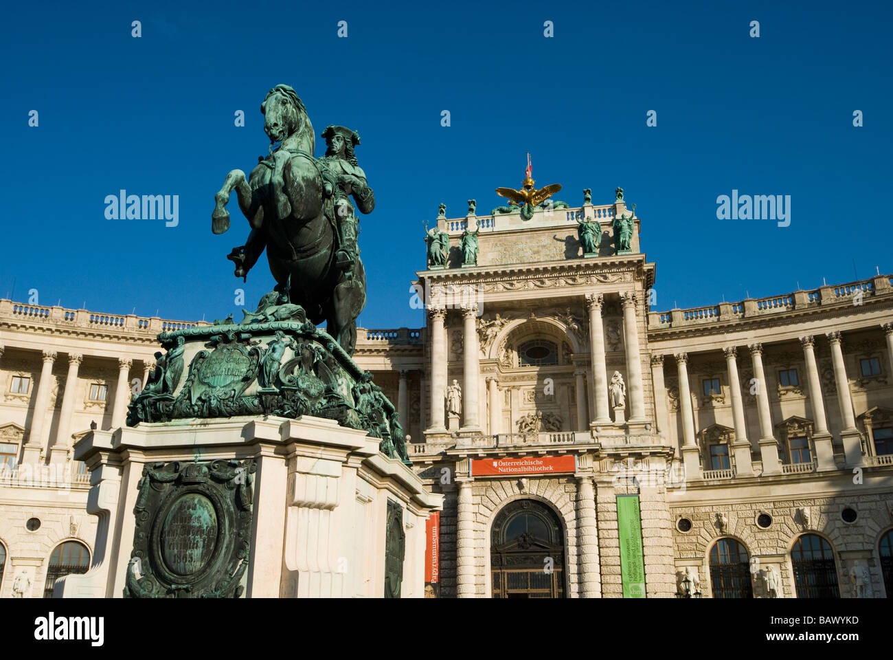 Hofburg Palace and Statue of Prince Eugene of Savoy Stock Photo