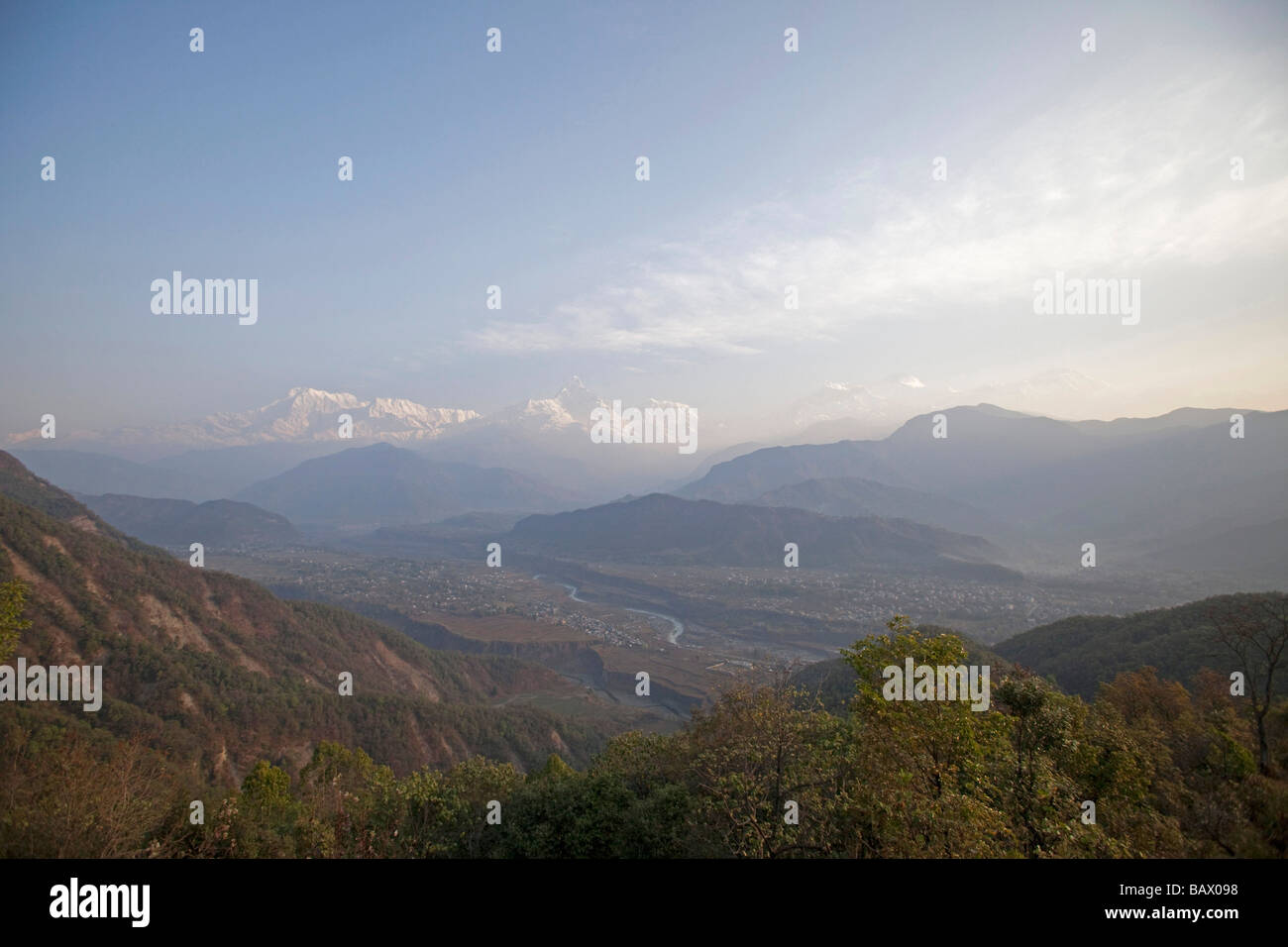 Annapurna summit Himalaya mountain range, seen from Pokhara valley ...